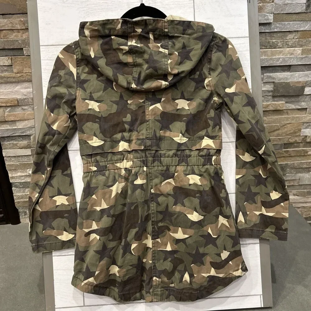 C&C California Camo Anorak Jacket Hooded Drawstring Waist Size 10